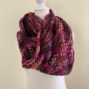 Cejon Infinity Scarf Circle Pink Multicolor Crochet Winter Accessory Comfortcore